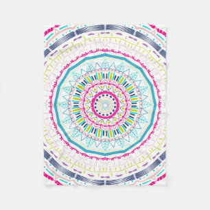 Lebendige farbenfrohe Mandala-Kunst Fleecedecke