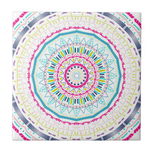 Lebendige farbenfrohe Mandala-Kunst Fliese