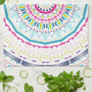 Lebendige farbenfrohe Mandala-Kunst Geschirrtuch