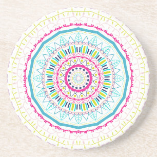 Lebendige farbenfrohe Mandala-Kunst Getränkeuntersetzer
