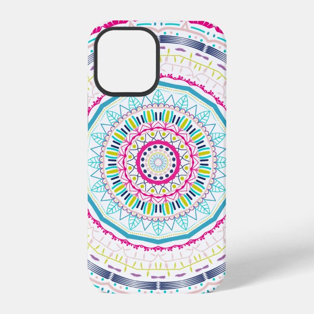 Lebendige farbenfrohe Mandala-Kunst iPhone Hülle (Rückseite)