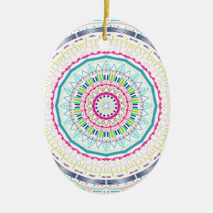 Lebendige farbenfrohe Mandala-Kunst Keramik Ornament