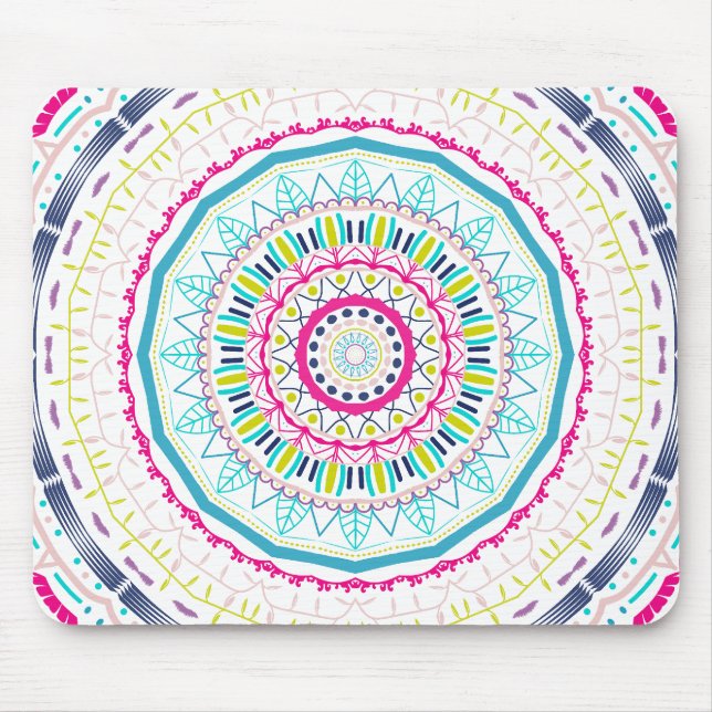 Lebendige farbenfrohe Mandala-Kunst Mousepad (Vorne)