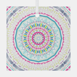 Lebendige farbenfrohe Mandala-Kunst Ornament Aus Glas