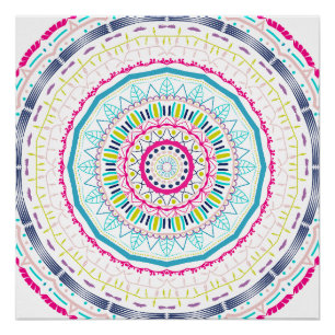 Lebendige farbenfrohe Mandala-Kunst Poster