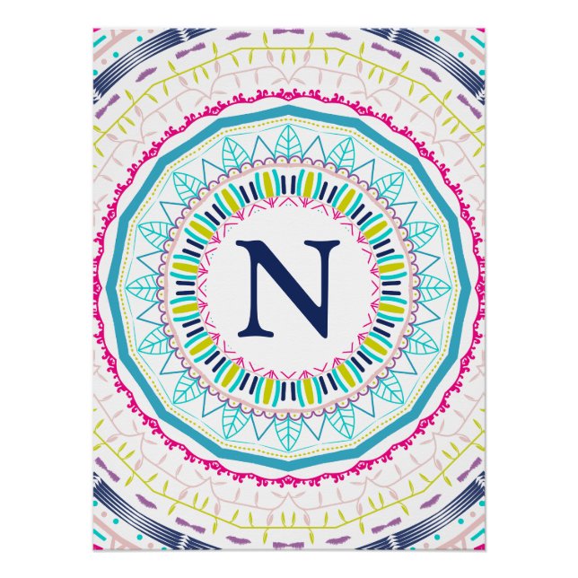Lebendige farbenfrohe Mandala-Kunst Poster (Vorderseite)