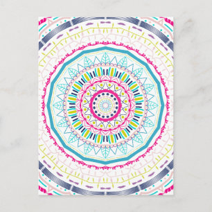 Lebendige farbenfrohe Mandala-Kunst Postkarte