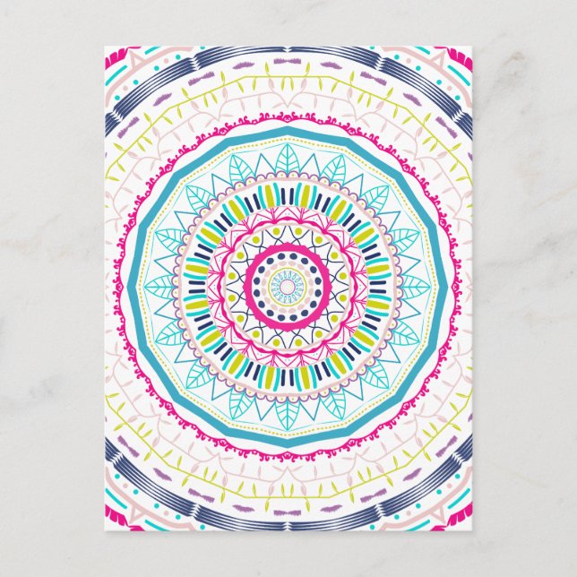 Lebendige farbenfrohe Mandala-Kunst Postkarte (Vorderseite)
