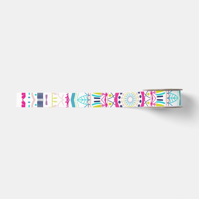 Lebendige farbenfrohe Mandala-Kunst Ripsband (Vorderseite)