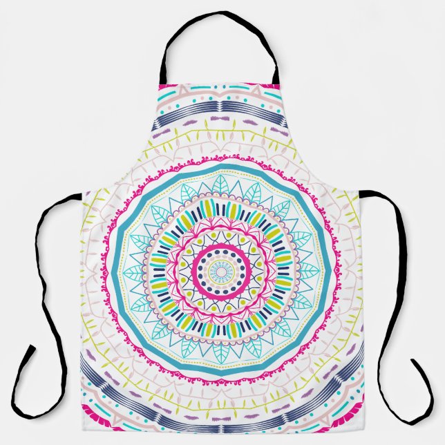 Lebendige farbenfrohe Mandala-Kunst Schürze (Vorderseite)