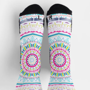 Lebendige farbenfrohe Mandala-Kunst Socken