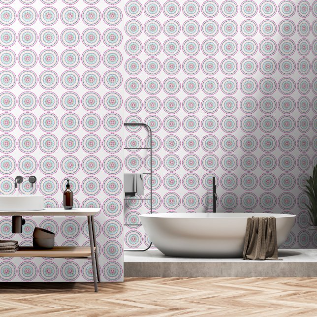Lebendige farbenfrohe Mandala-Kunst Tapete (Badezimmer)
