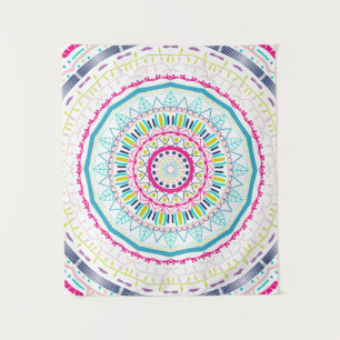 Lebendige farbenfrohe Mandala-Kunst Wandteppich