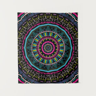 Lebendige farbenfrohe Mandala-Kunst Wandteppich
