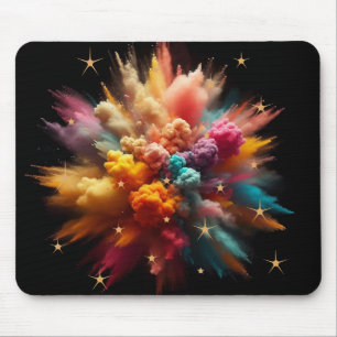 Lebendige farbenfrohe Pulverexplosion und Sterne M Mousepad