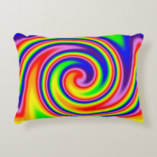 Lebendige farbenfrohe Regenbogen-Spiral-Schwung Dekokissen