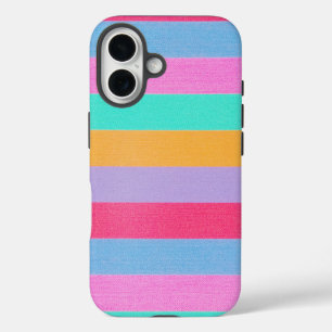 Lebendige farbenfrohe Retro-Streifen iPhone 16 Hülle