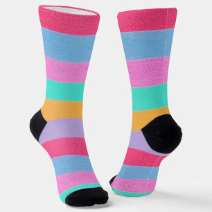 Lebendige farbenfrohe Retro-Streifen Socken