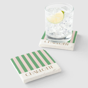 Lebendige farbenfrohe Streifen Grüne Trend-Hochzei Steinuntersetzer