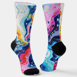 Lebendige farbenfrohe Wirbel-Abstraktion Socken