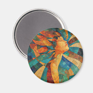 Lebendige Farbige Abstrakte Mosaik-Frau Magnet