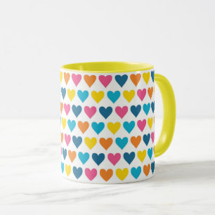 Lebendige Farbige Regenbogen-Herzen Tasse
