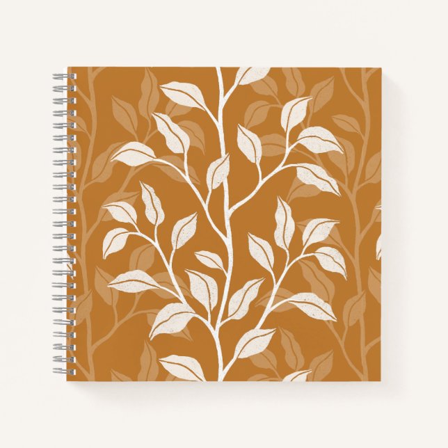 Lebendige Florale Botanische Silhouette Ton Amber Notizbuch (Vorderseite)