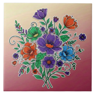 Lebendige Florale Bouquet-Illustration Fliese