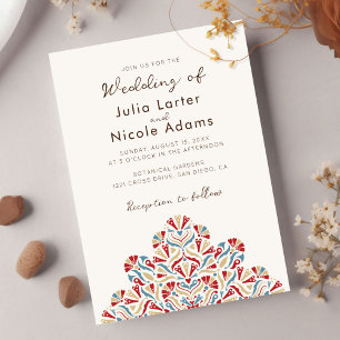 Lebendige florale Duftfreude Mandala-Hochzeit Einladung