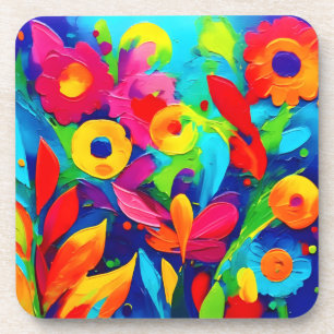 Lebendige florale Fantasie-Malerei Getränkeuntersetzer