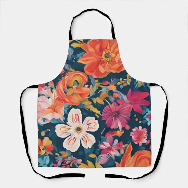 Lebendige florale Grafik-Kunst Schürze (Vorderseite)