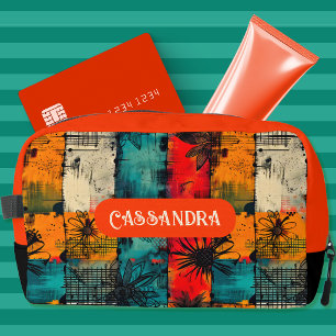 Lebendige Florale Grunge-Bunt-Kosmetiktasche Waschbeutel