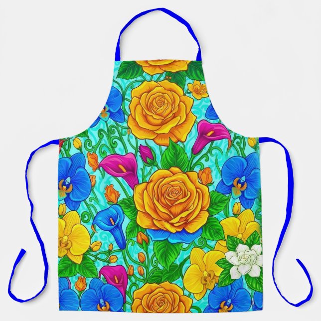 Lebendige Florale Küchenschürze Schürze (Vorderseite)