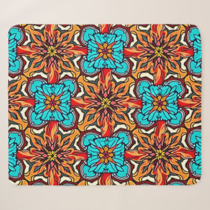 Lebendige florale Mandala-Wiederholungskunst Sherpadecke