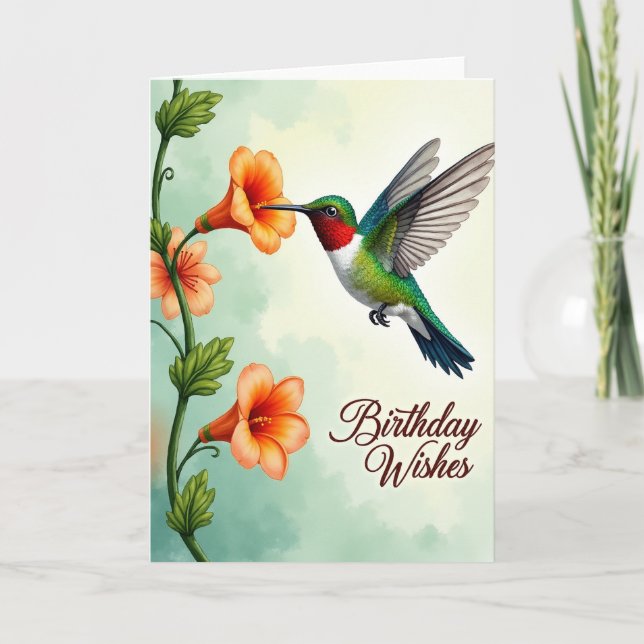 Lebendige Florale Vogelkarte Karte (Vorderseite)
