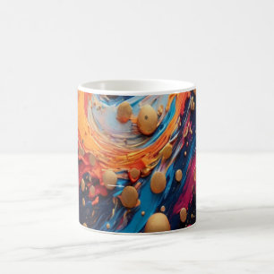 Lebendige Fluid-Acryl-Abstraktkunst-Tasse Blau und Kaffeetasse