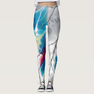 Lebendige Flüssige Neuronale Blattader Abstrakt Wr Leggings