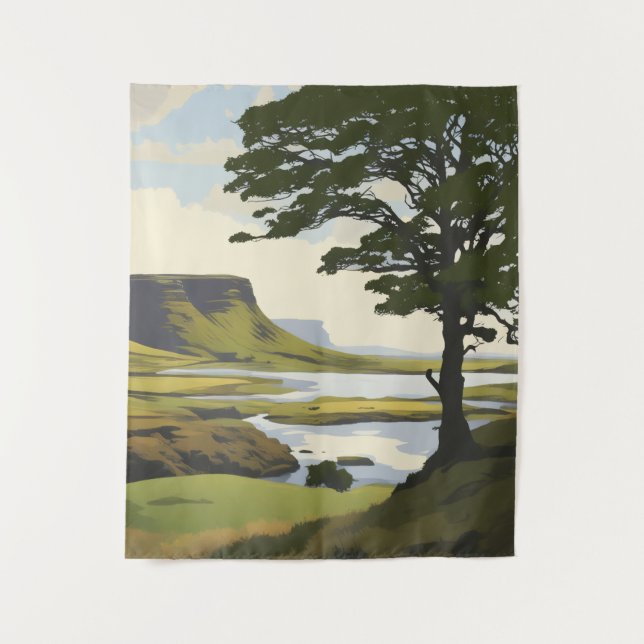 Lebendige Flusslandschaft und Tal Wandteppich (Vorderseite)