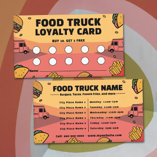 Lebendige Food Truck Treuekarte Visitenkarte