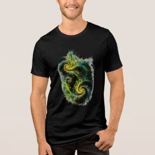 Lebendige Fraktalkunst in Grün, Blau und Gelb Tri-Blend Shirt
