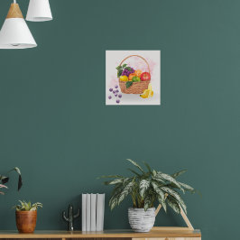 Lebendige Fruchtkorb-Wasserfarbenkunst Poster