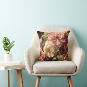 Lebendige Frühlings-Pfingstrose im Vintage-Arrange Kissen