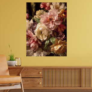 Lebendige Frühlings-Pfingstrose im Vintage-Arrange Poster