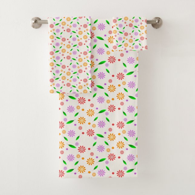 Lebendige Frühlingsblumen und Blätter  Badhandtuch Set (Insitu)