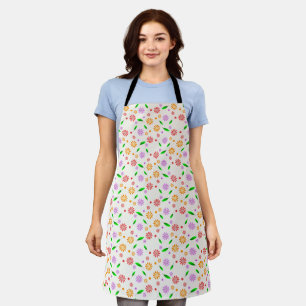 Lebendige Frühlingsblumen und Blätter Schürze
