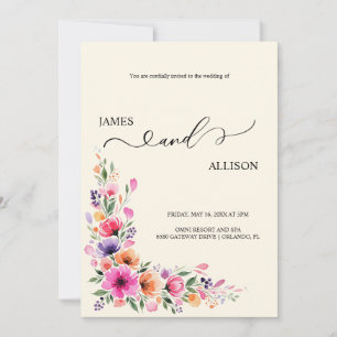 Lebendige Fuchsien-Blumen-QR-Code-Hochzeitseinladu Einladung