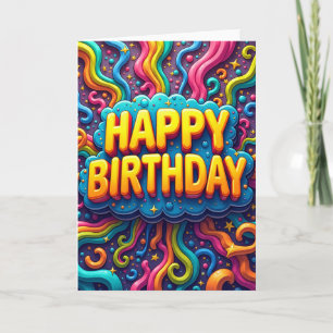 Lebendige Geburtstags-Swirls-Karte Karte