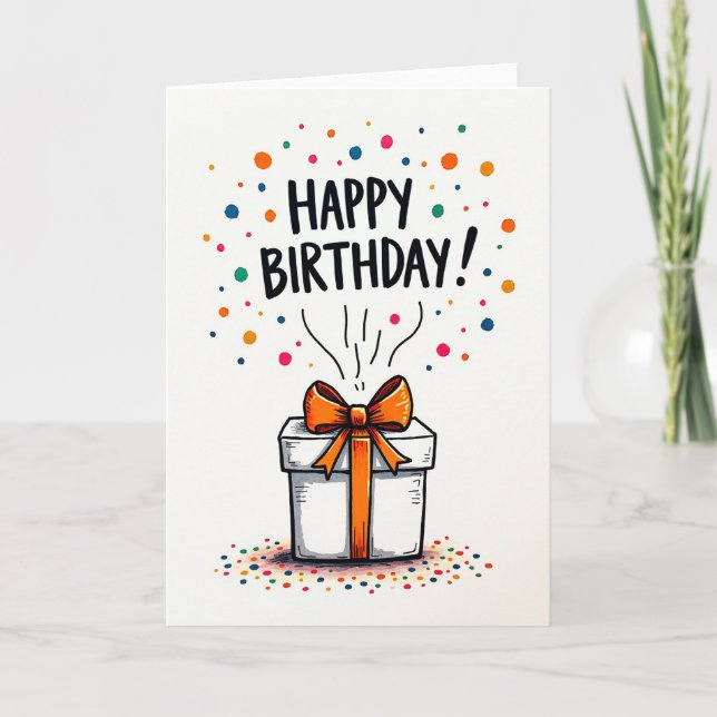 Lebendige Geburtstagskarte mit Geschenk Karte (Vorderseite)