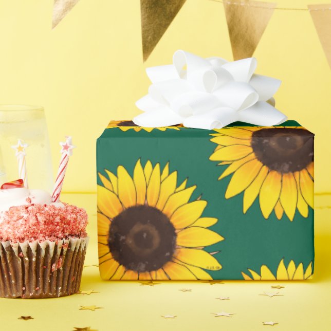 Lebendige gelbe Sonnenblumenblüte Geschenkpapier (Geburtstagsparty)