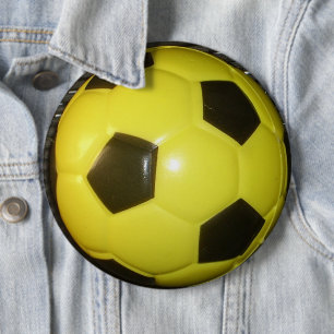 Lebendige gelbe und schwarze Fußballkunst Button